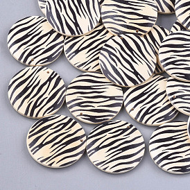 Printed Wooden Pendants, Flat Round