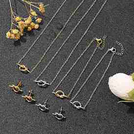 Узел 304 ожерелья и браслеты из нержавеющей стали и серьги-гвоздики для женщин, ионное покрытие (ip)