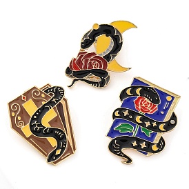 Gothic Black Snake Enamel Pins, Zinc Alloy Brooches for Backpack Clothes