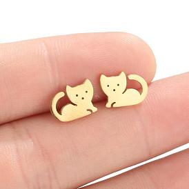 Stylish Stainless Steel Cute Pet Cat Animal Earrings