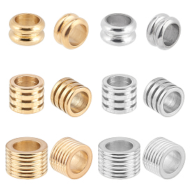 304 Stainless Steel Beads, Large Hole Beads, Grooved, Column