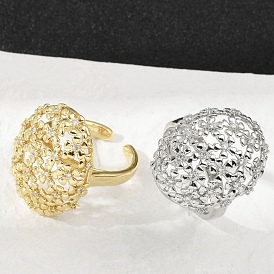 Регулируемые манжеты-кольца из латуни с микропаве из кубического циркония для женщин, овальные с цветком, стойки покрытие, без кадмия и без свинца, долговечный