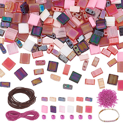 Набор для изготовления браслетов своими руками, в том числе стеклянный бисер, полированные кожаные шнуры из натуральной кожи, круглая вощеная нить из полиэстера