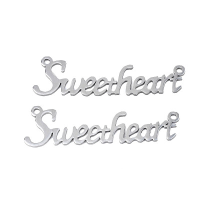 304 Stainless Steel Connector Charms, Word Sweet Heart