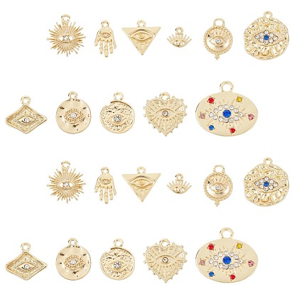 Alloy Pendants, with Crystal Rhinestone, Cadmium Free & Nickel Free & Lead Free, Hammered, Mixed Shapes