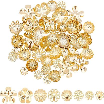 80 шт. 8 стиль 304 колпачки для бусин из нержавеющей стали, мульти-лепесток, смешанный цветок