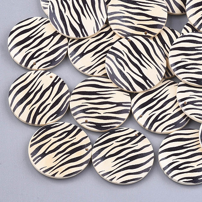 Printed Wooden Pendants, Flat Round