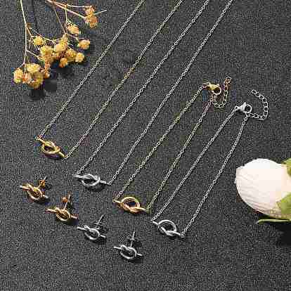 Узел 304 ожерелья и браслеты из нержавеющей стали и серьги-гвоздики для женщин, ионное покрытие (ip)