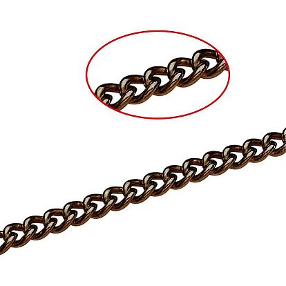 PandaHall Elite Brass Twisted Chains Curb Chains, Unwelded, Nickel Free, Oval, 1.5x1x0.35mm