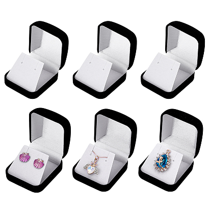 Шкатулки для хранения подвесок и украшений с бархатным покрытием, квадратный