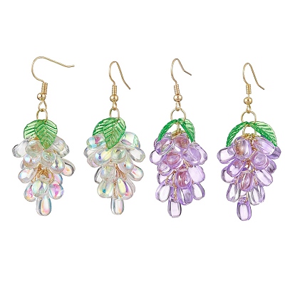 Серьги из прозрачного стекла, с золотой латуни серьги крючки, винограды