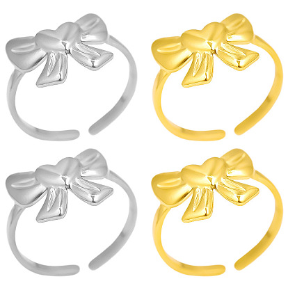 304 Открытая манжета из нержавеющей стали с бантом для женщин, регулируемые сладкие роскошные украшения