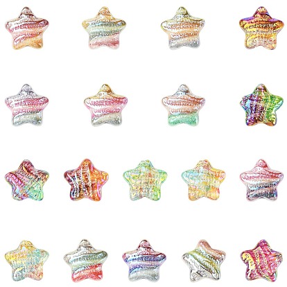 18 шт. 18 цветные печатные смоляные бусины, звезда, с блеском порошок
