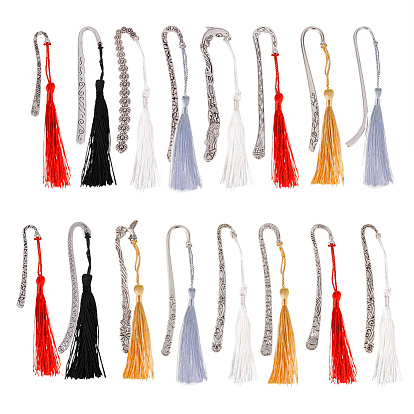 DIY Tibetan Style Alloy Bookmark Making, with Polyester Tassel Decoration