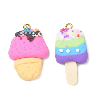 Полимерной глины ручной работы подвески, с железными петлями, мороженое