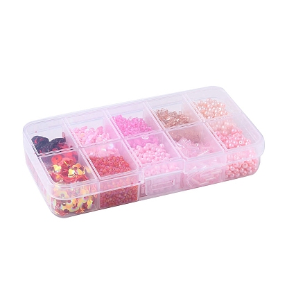 DIY Beads Jewelry Making Finding Kit, Including Glass Pearl & Seed & Bugle & Plastic Paillette Beads