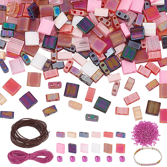 Набор для изготовления браслетов своими руками, в том числе стеклянный бисер, полированные кожаные шнуры из натуральной кожи, круглая вощеная нить из полиэстера