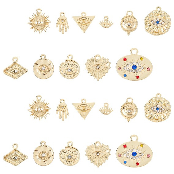 Colgantes de la aleación, con diamantes de imitación de cristal, sin cadmio y níque y plomo, martillado, formas mixtas