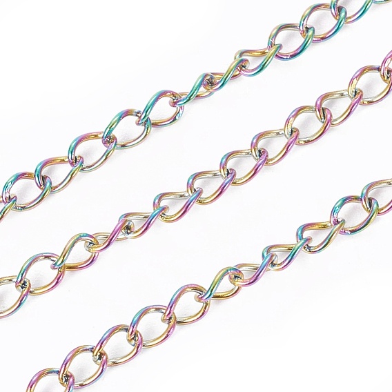 Ion Plating(IP) 304 Stainless Steel Curb Chains, with Spool, Soldered