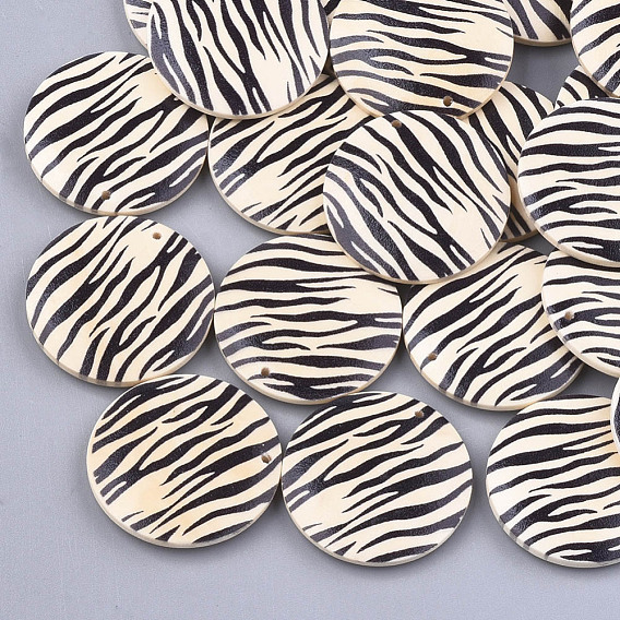 Printed Wooden Pendants, Flat Round
