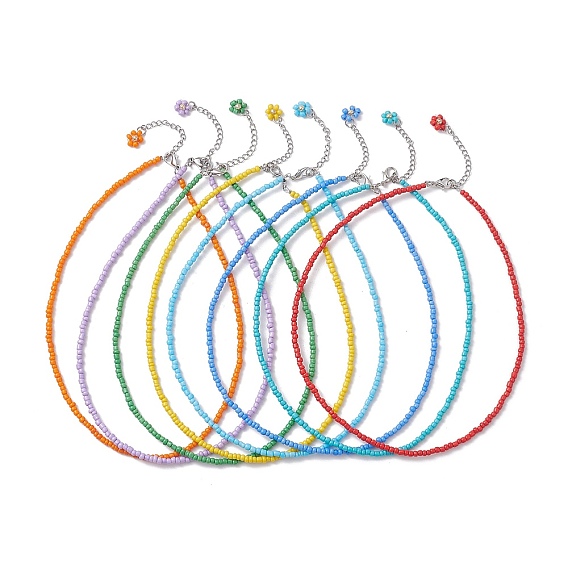 8 шт. 8 набор цветных стеклянных бусин из бисера, штабелируемые ожерелья