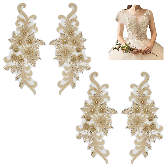 3аппликации из полиэстера с вышивкой в форме цветка, аксессуары для украшения из стекла и блесток