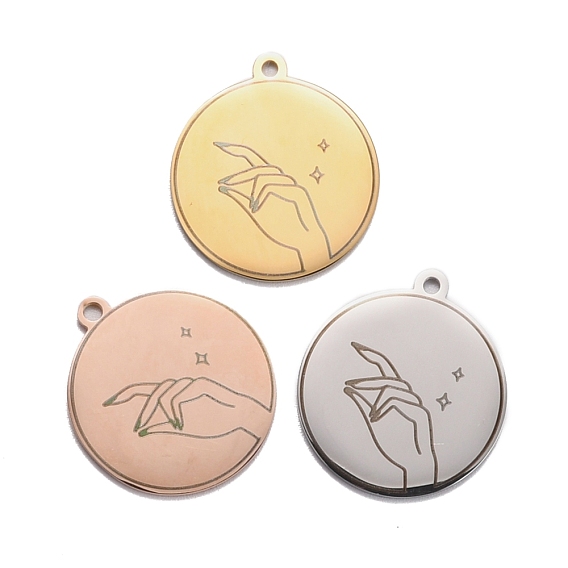 304 подвески из нержавеющей стали, плоский круглый с рукой и звездой