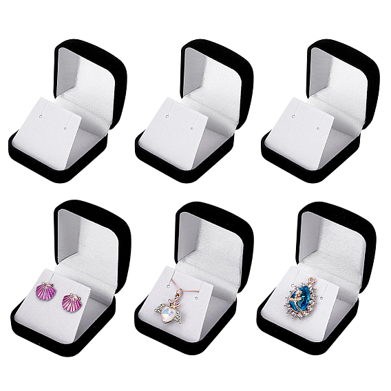 Шкатулки для хранения подвесок и украшений с бархатным покрытием, квадратный