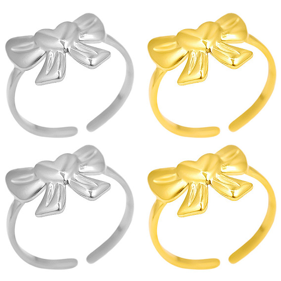 304 Открытая манжета из нержавеющей стали с бантом для женщин, регулируемые сладкие роскошные украшения