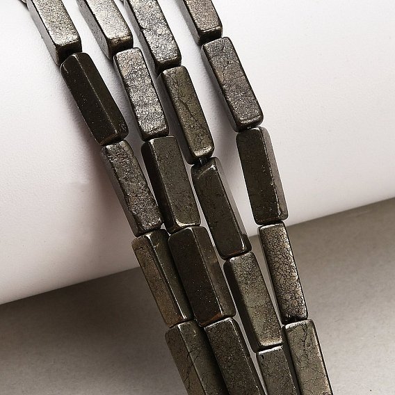 Нити из бусин из натурального золотого пирита/золотого пирита, кубоид