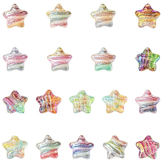 18 шт. 18 цветные печатные смоляные бусины, звезда, с блеском порошок