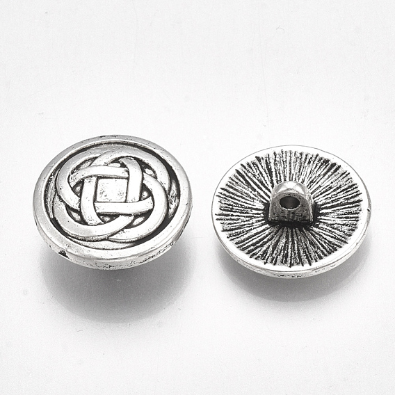 Boutons alliage de tige de style tibétain, sans cadmium et sans plomb, plat rond avec nœud