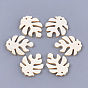 Wood Pendants, Tropical Leaf Charms, Undyed, Monstera Leaf