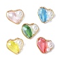 Стеклянные подвески, сердце, АБС-пластик имитация жемчуга и медная проволока, граненые