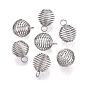 304 Stainless Steel Lantern Pendant, Spiral Bead Cage Pendants