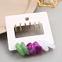 Colorful Acrylic Earrings with Inlaid Rhinestones and Resin Vinegar Circle Design