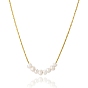 Titanium Steel Cardano Chain Necklaces, Pearl Bib Chain Necklaces, for Women