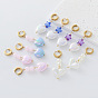 304 Stainless Steel Resin Hoop Dangle Earrings for Women, Heart with Star, with Imitation Pearl, Golden