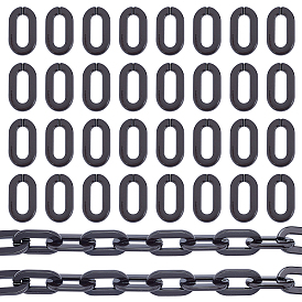 Anneaux de liaison en acrylique opaque nbeads, connecteurs à liaison rapide, pour la fabrication de chaînes de câble, ovale