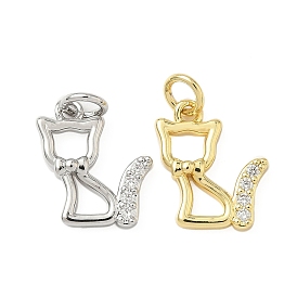 Латунные микропаве прозрачные подвески с фианитом, без кадмия и без свинца, форма кошки