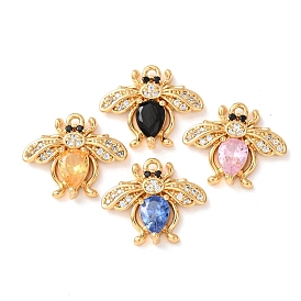 Латунные микро проложить кубического циркония подвески, прелести пчел, без никеля , реальный 18 k позолоченный