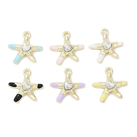 Подвески со стразами из сплава эмали, без кадмия, без никеля и без свинца, морская звезда, золотые