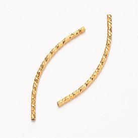 Curved Brass Tube Beads, 34x1.5mm, Hole: 1mm