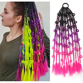 Colorful Heat Resistant Butterfly Braids and Ponytails with Four Small Braids.