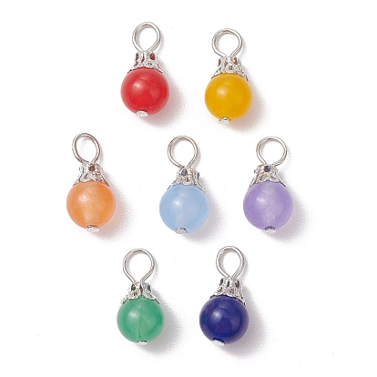 Подвески из малайзийского нефрита натурального окрашенного цвета, круглые подвески, с железной фурнитурой, разноцветные