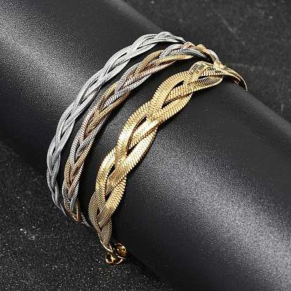 304 Браслет из нержавеющей стали с переплетающимися звеньями в виде елочки для женщин