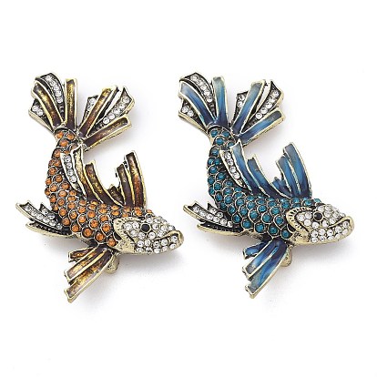 Эмалевые булавки в виде золотой рыбки, Броши из сплава со стразами для рюкзака