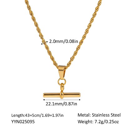 Мужские ожерелья из нержавеющей стали в стиле хип-хоп с подвеской в виде веревки и Т-образной перекладины