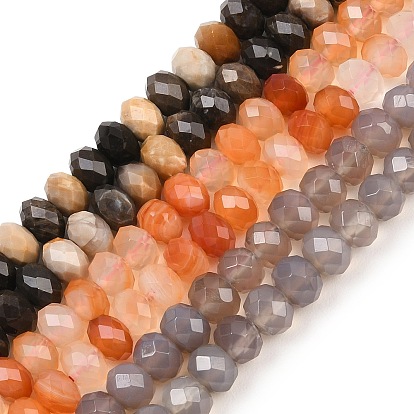 Природный агат бисер нитей, рондель, граненые