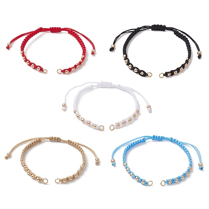 Изготовление браслета из плетеных бусин из полиэстера, с открытыми пружинными кольцами из нержавеющей стали 304